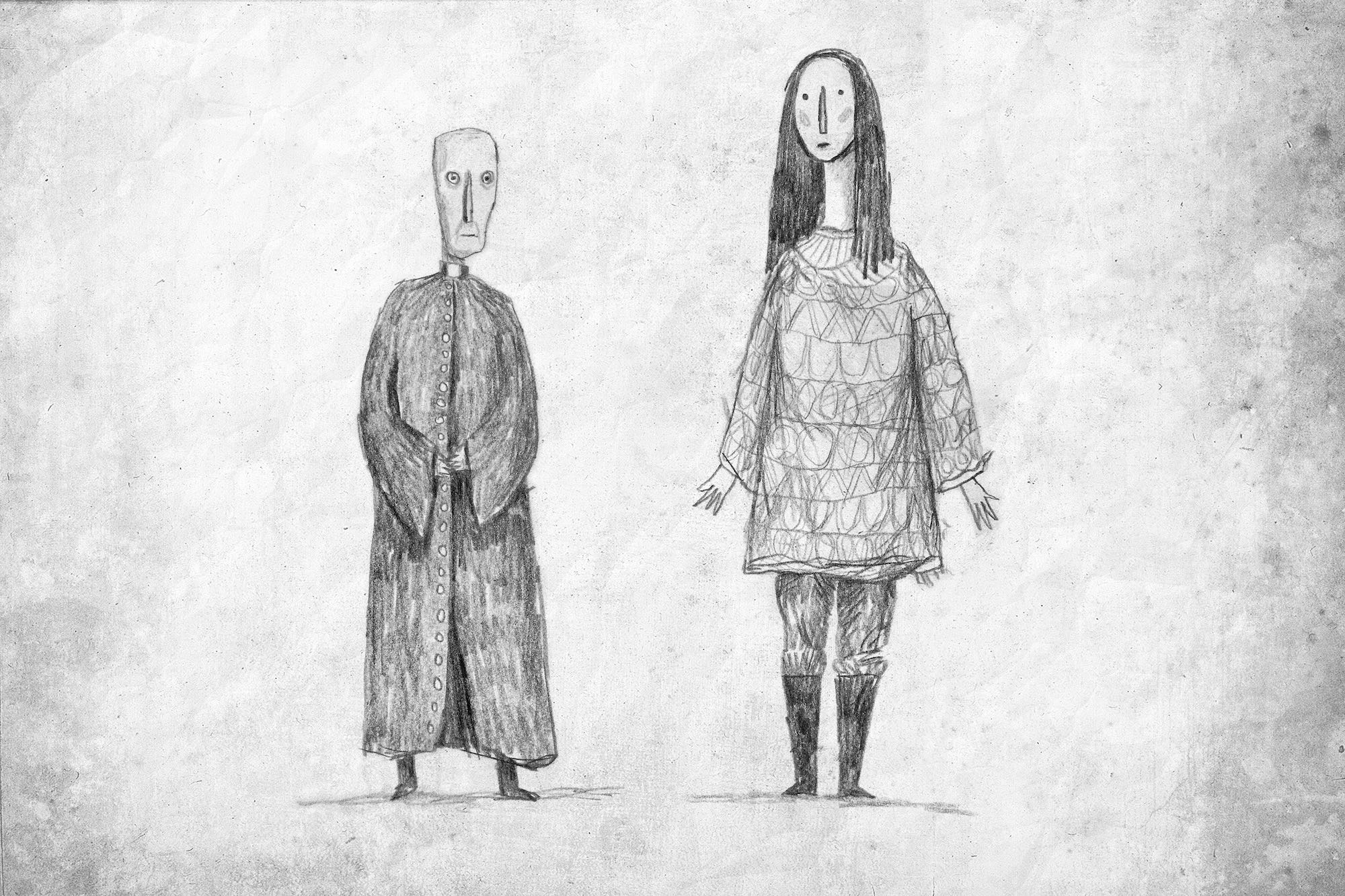 Original character sketches for the short film Salvation Has No Name